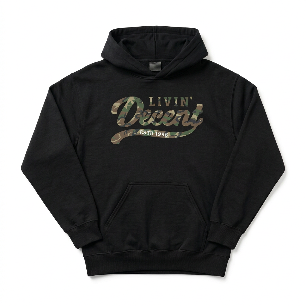 Black camo hoodie mockup