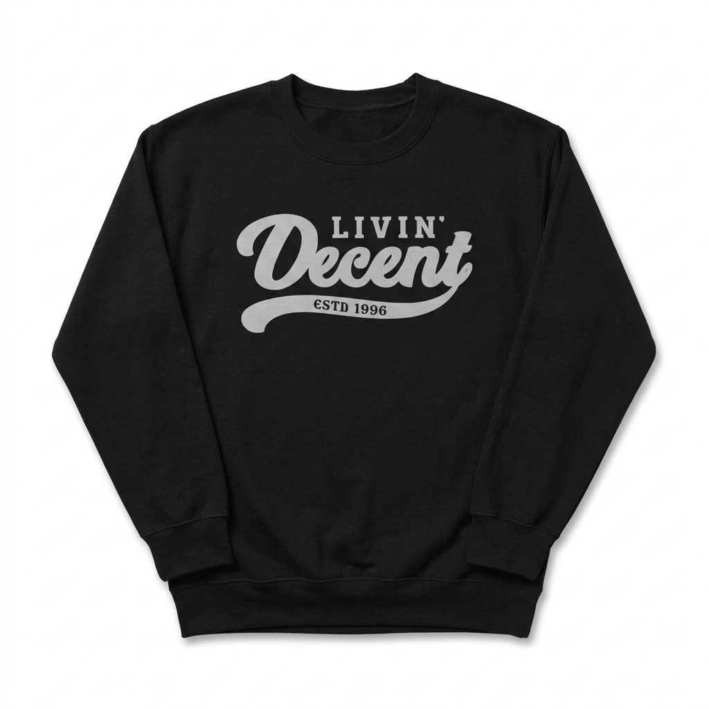 Black crewneck with silver logo