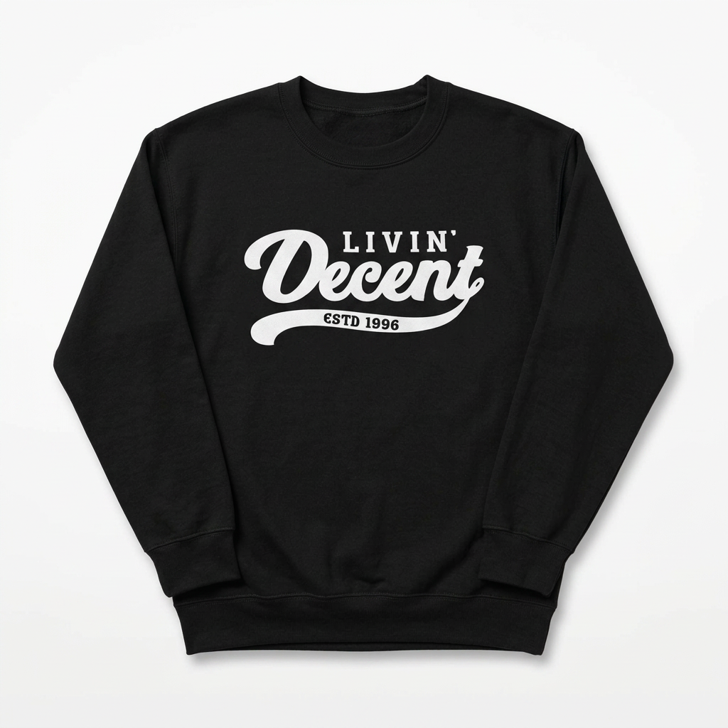 Black crewneck with white logo