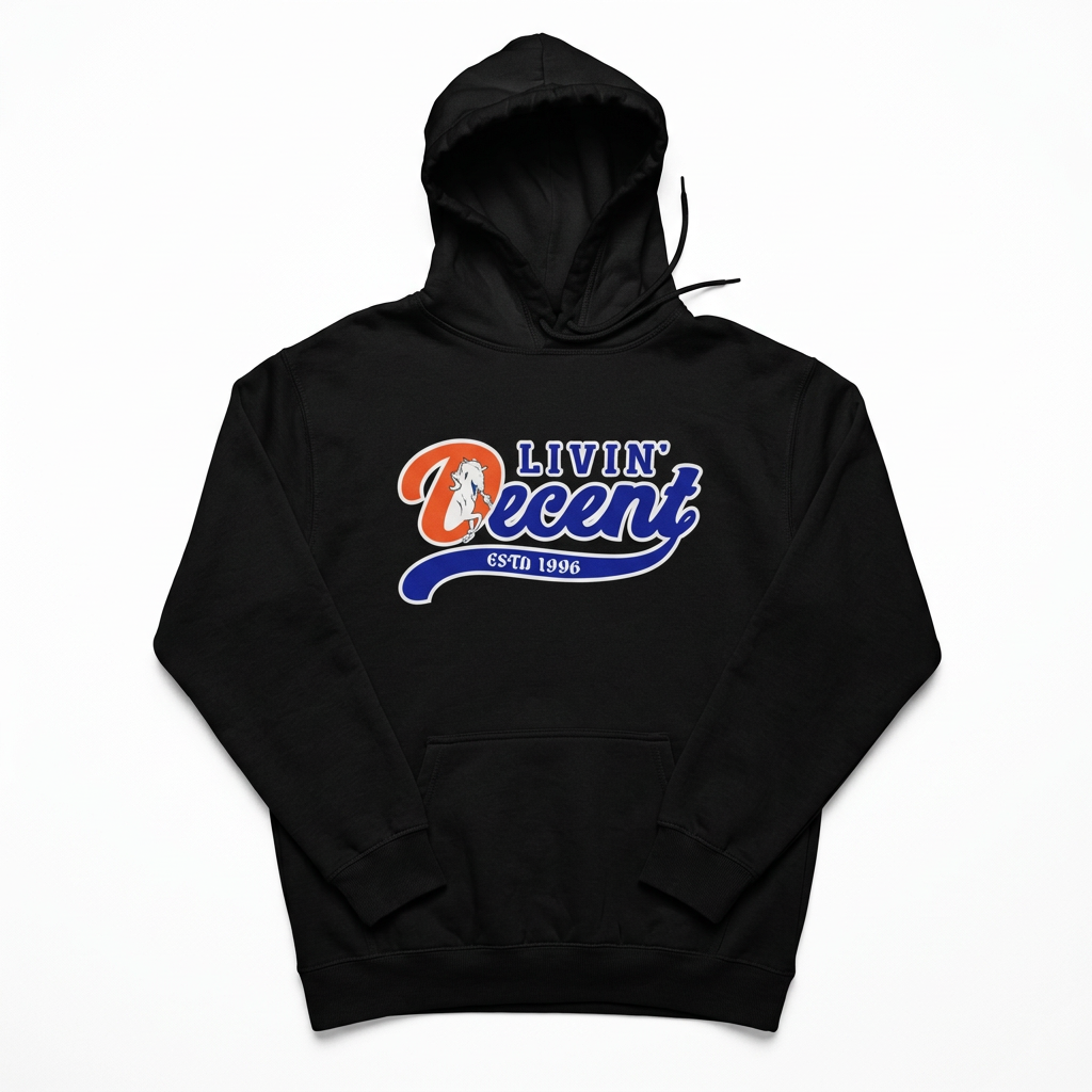 Black D Denver hoodie flat lay