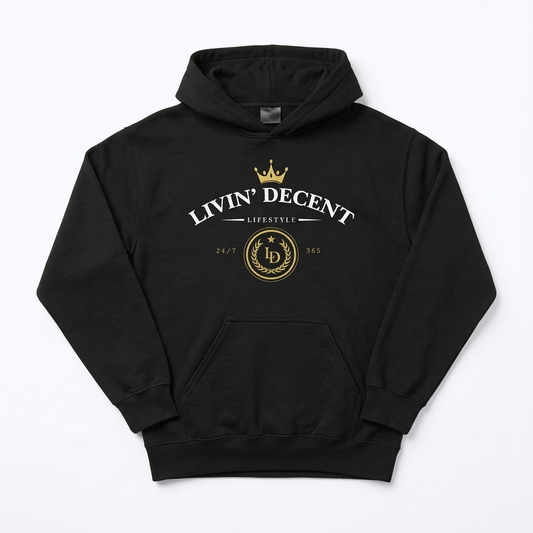 Black hoodie, original arm layout on white