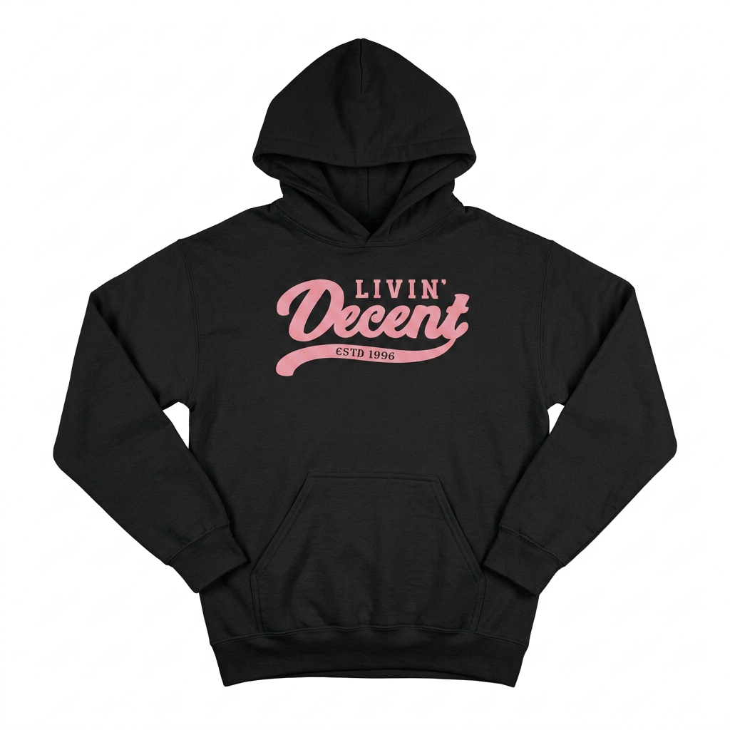 Black hoodie with pink print
