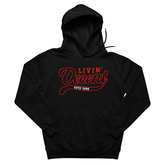 Black hoodie with red embroidery