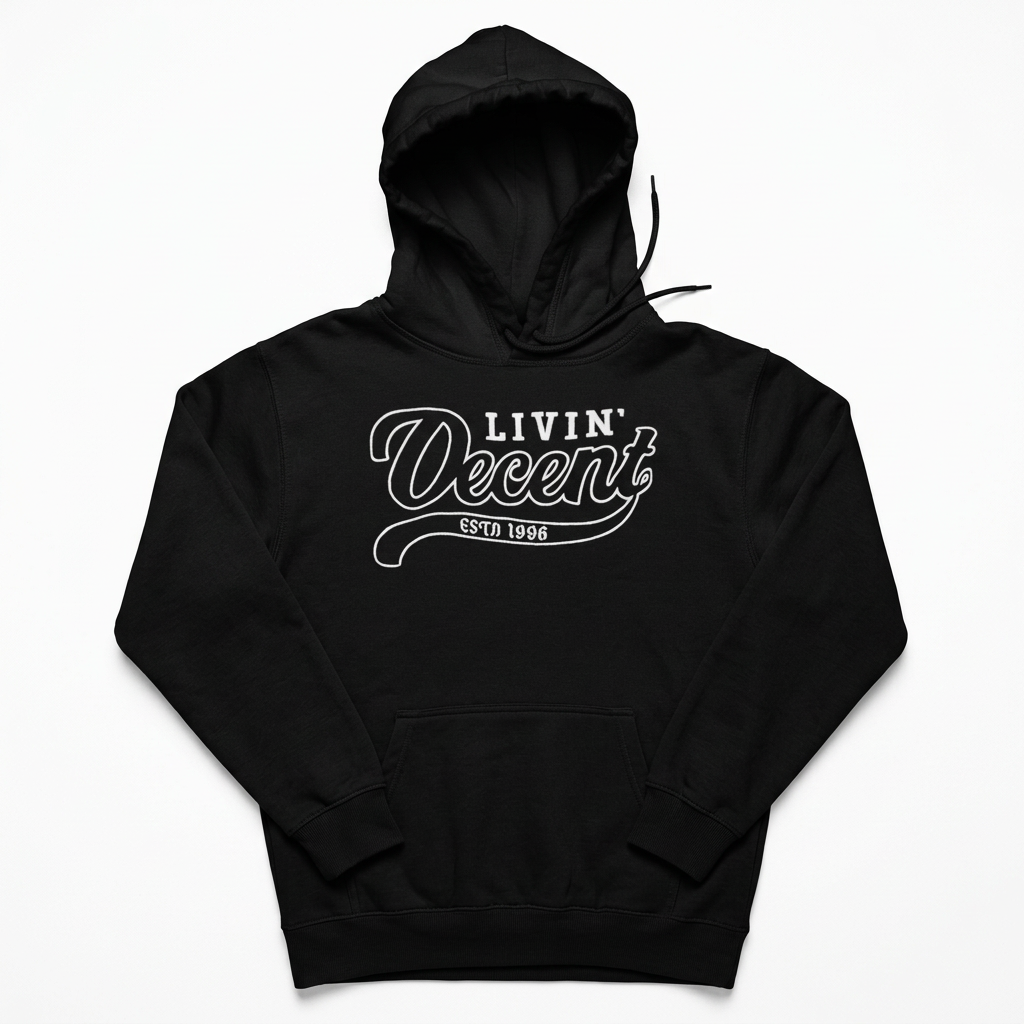 Black hoodie with white embroidery