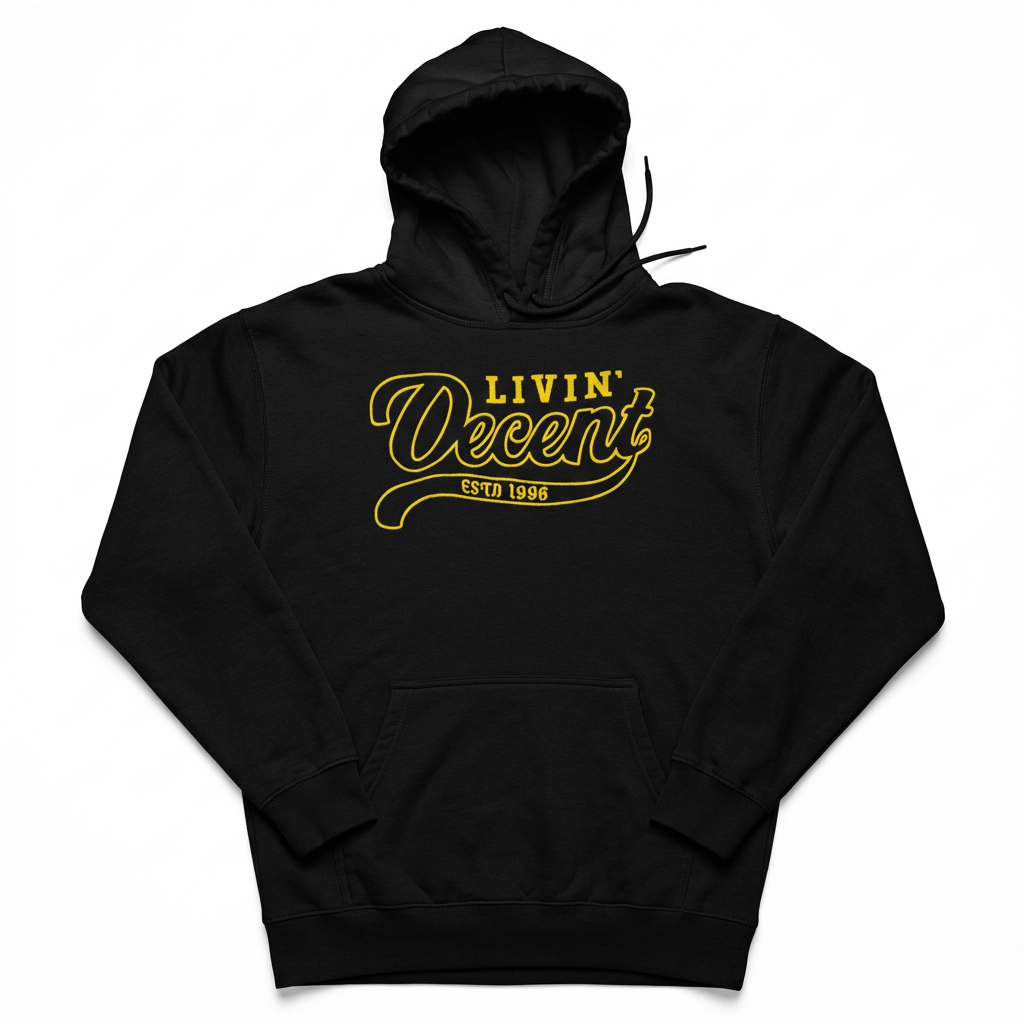 Black hoodie with yellow embroidery