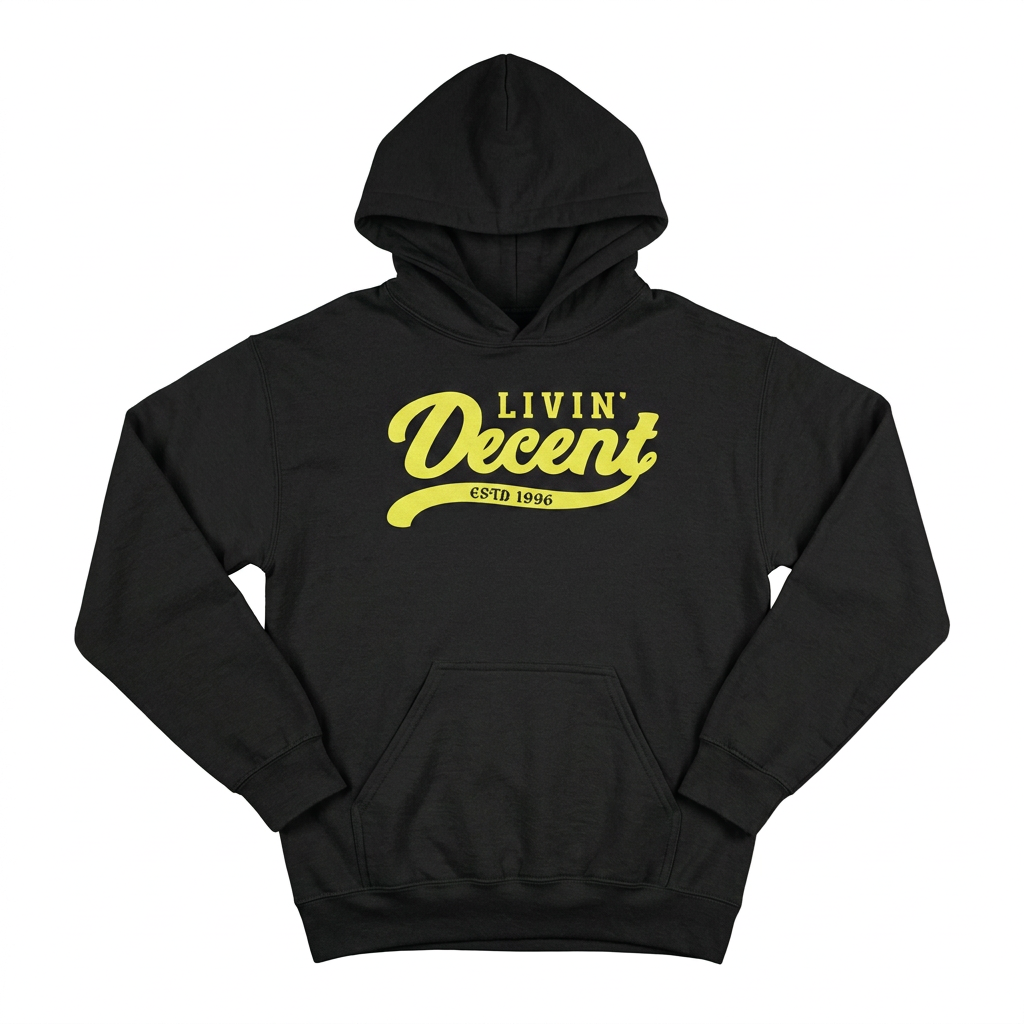 Black hoodie with yellow print