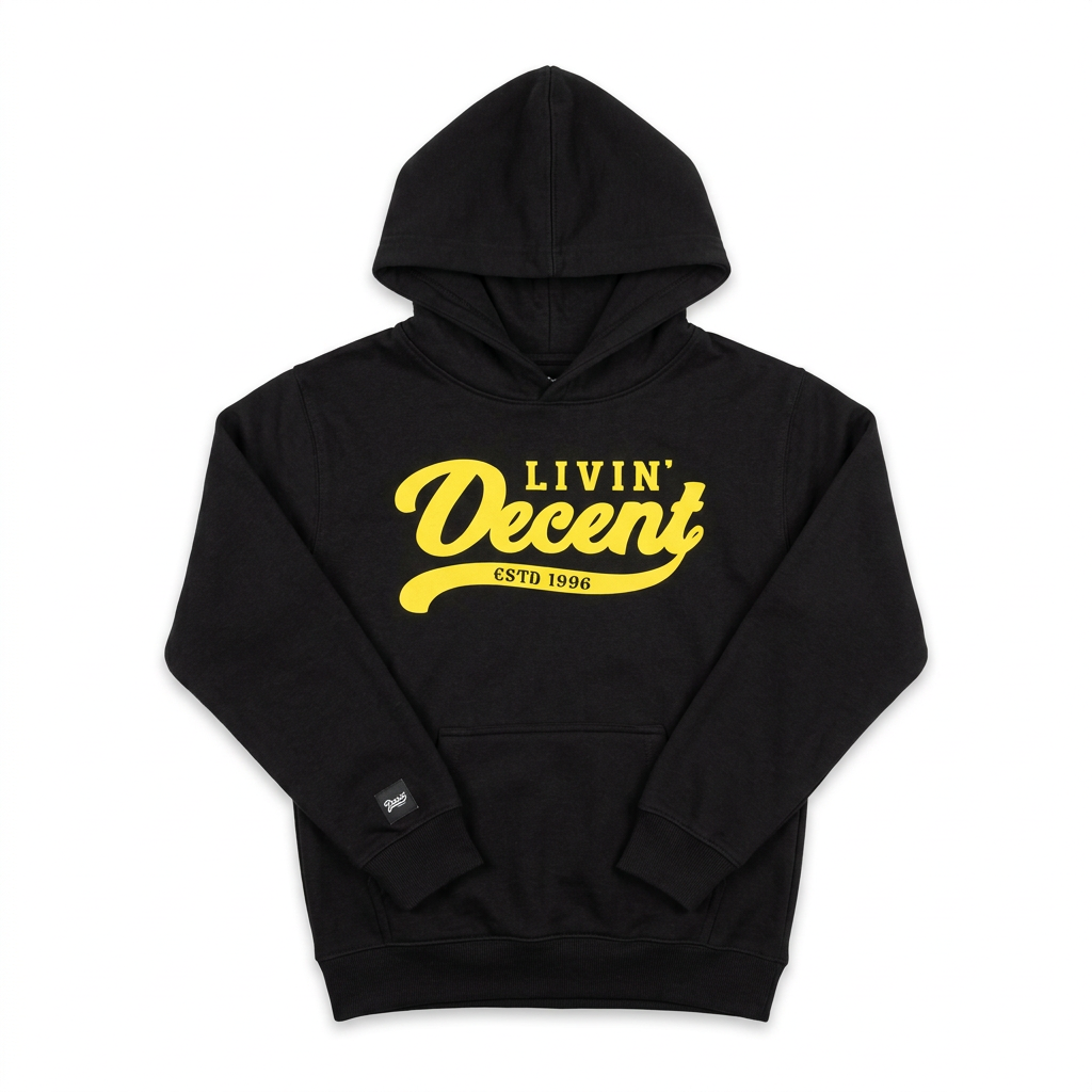Black youth hoodie with yellow print