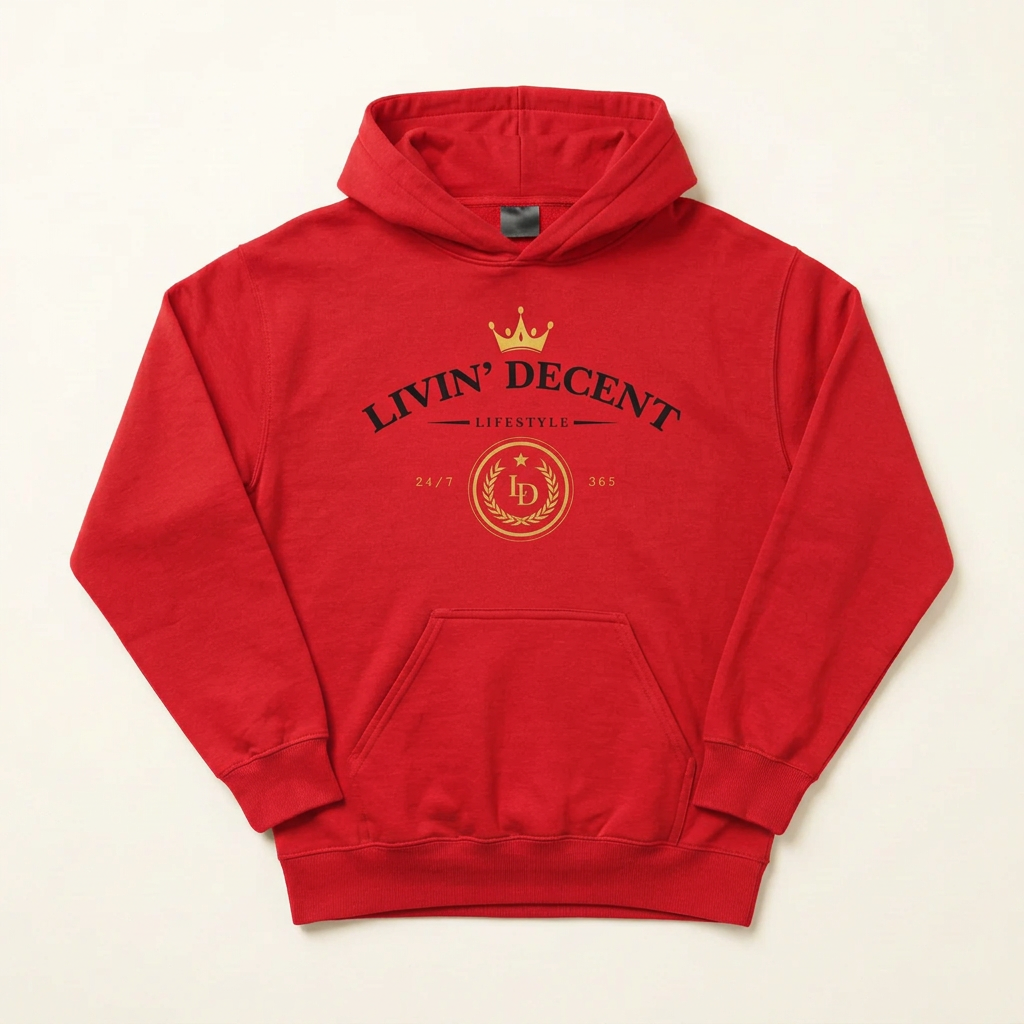 Bright Red Lifestyle hoodie with black print