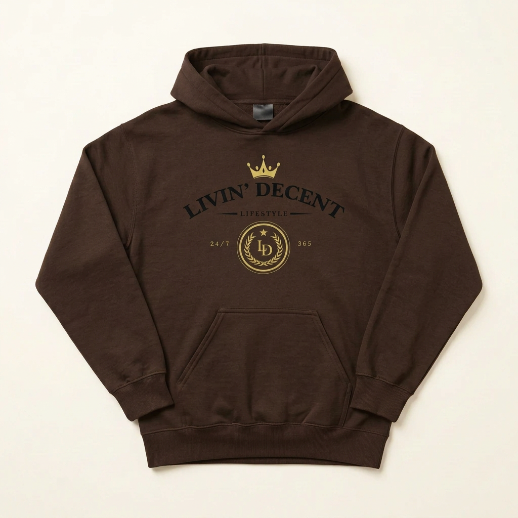 Chocolate brown Lifestyle hoodie with black print
