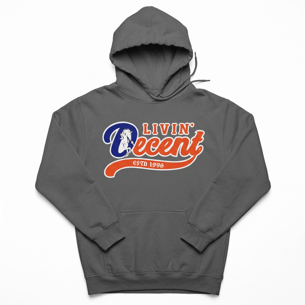 Dark grey D Denver hoodie flat lay