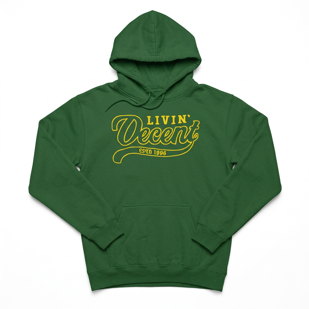 Forest green hoodie with yellow embroidery