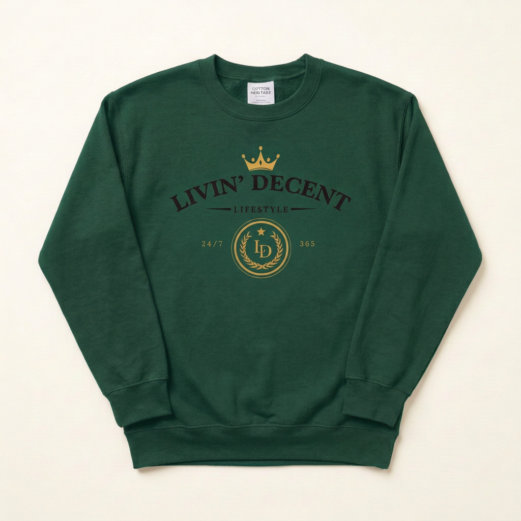 Forest Green Lifestyle crewneck with black print