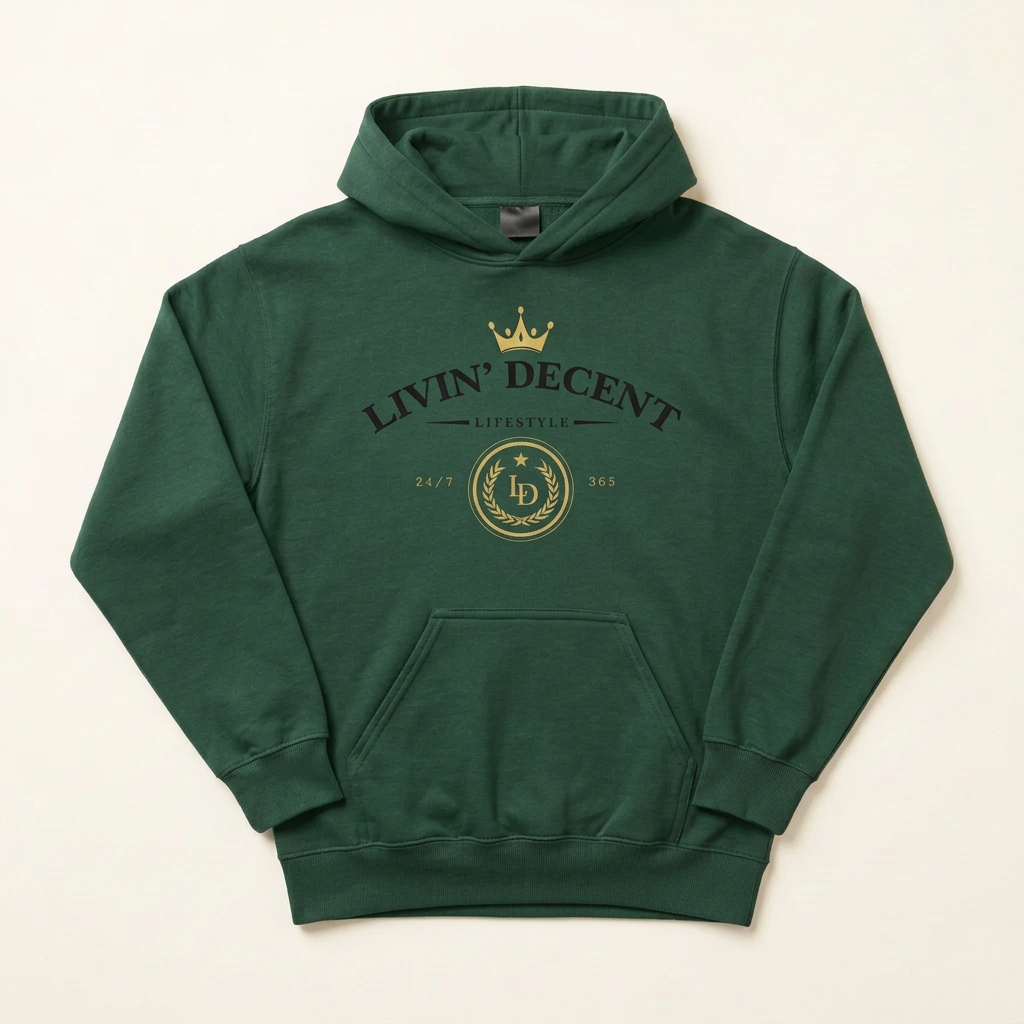 Forest Green Lifestyle hoodie with black print