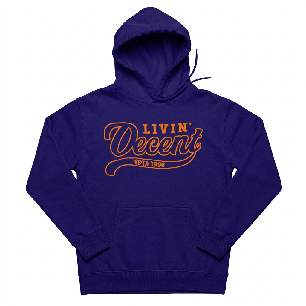 Navy hoodie with orange embroidery