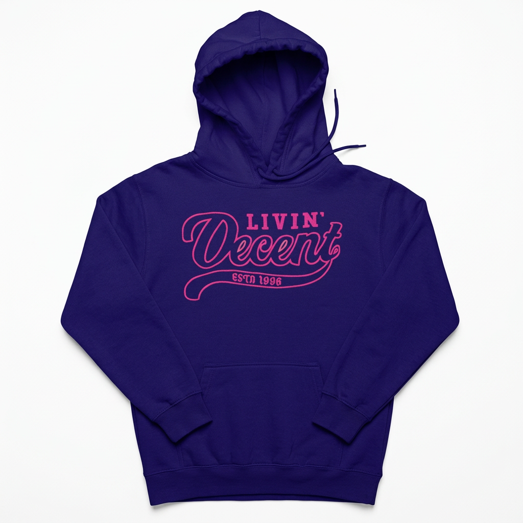 Navy hoodie with pink embroidery