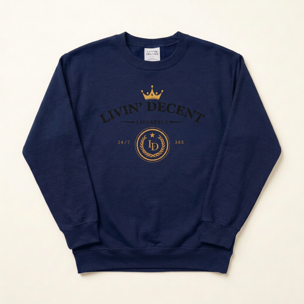 Navy Lifestyle crewneck with black print