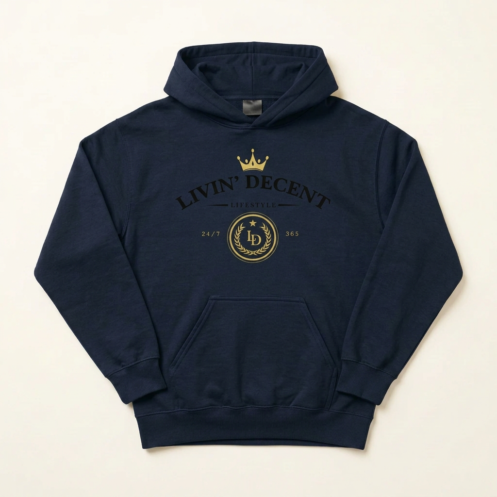 Navy Lifestyle hoodie with black print