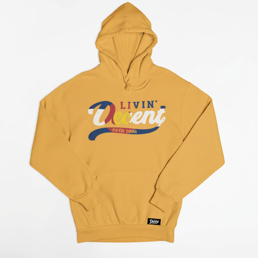 Old gold Colorado hoodie flat mockup