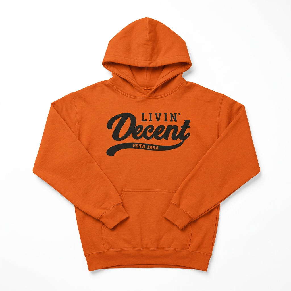 Orange hoodie with black print