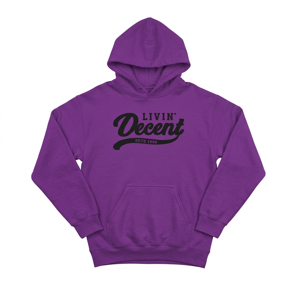 Plum hoodie with black print