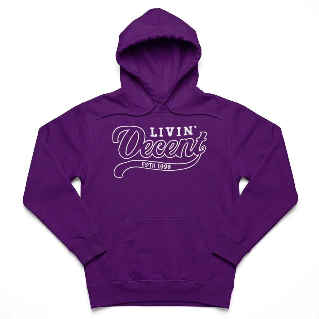 Purple hoodie with white embroidery