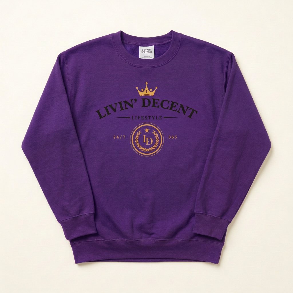 Purple Lifestyle crewneck with black print