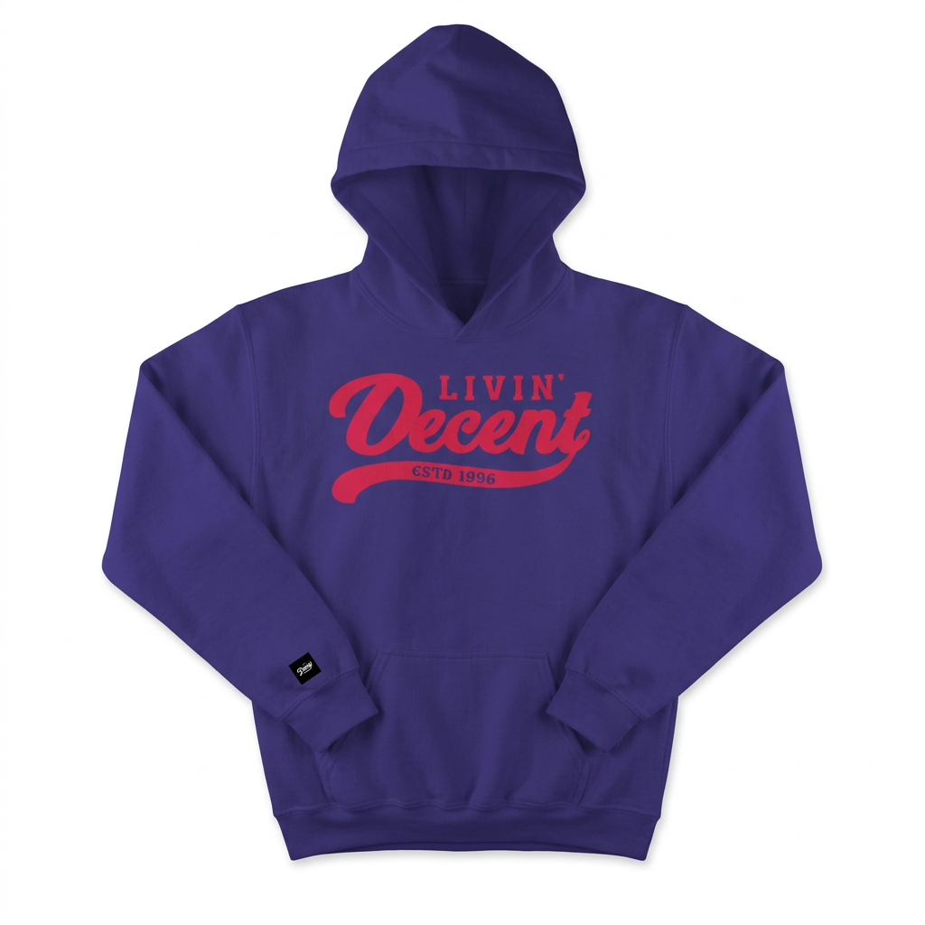 Purple youth hoodie with red print