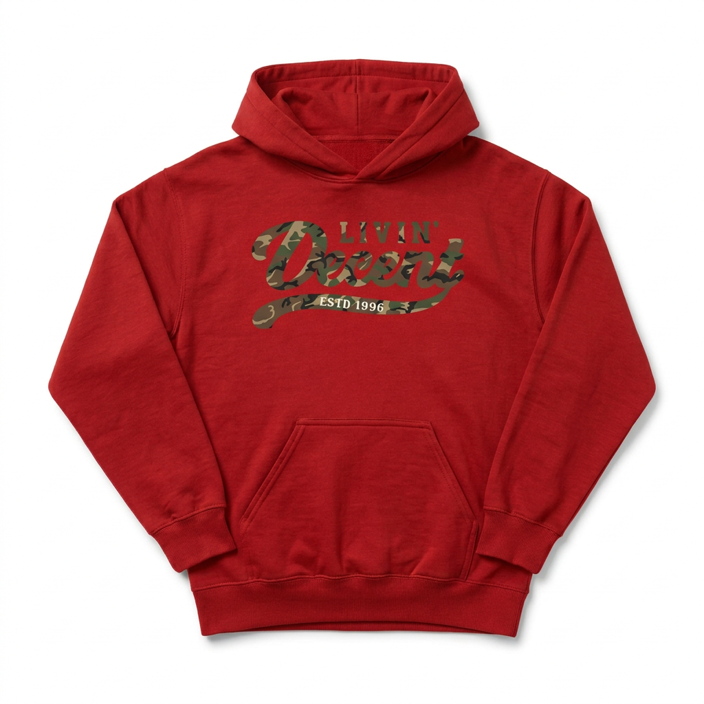 Red camo hoodie mockup