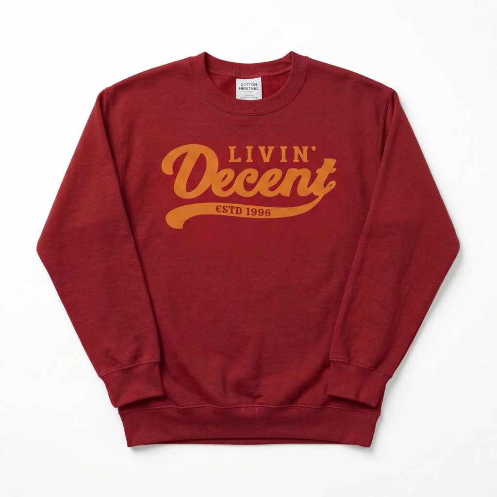 Red crewneck with orange logo