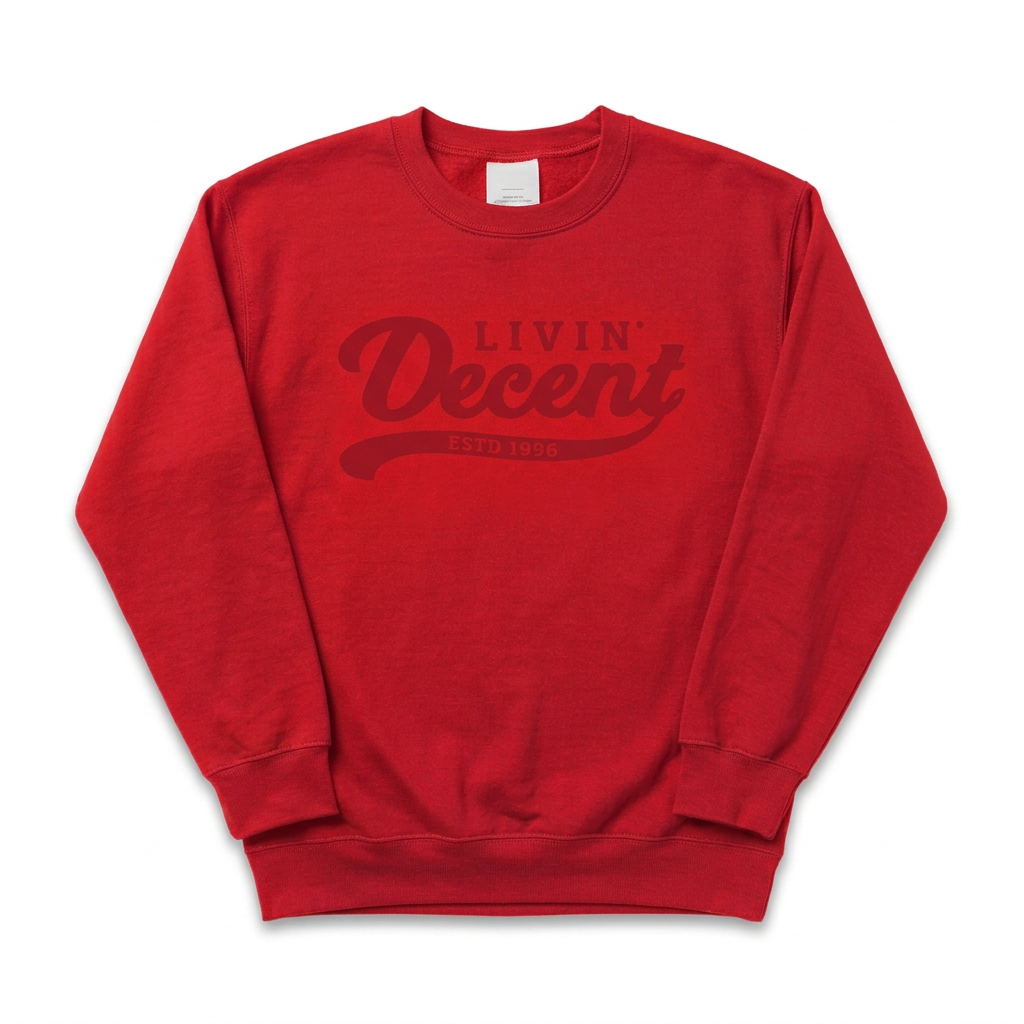 Red crewneck with red logo