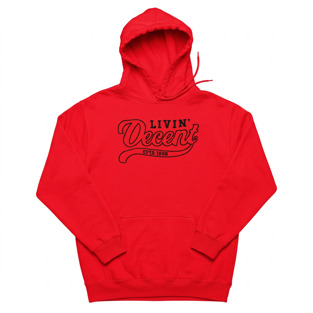 Red hoodie with black embroidery