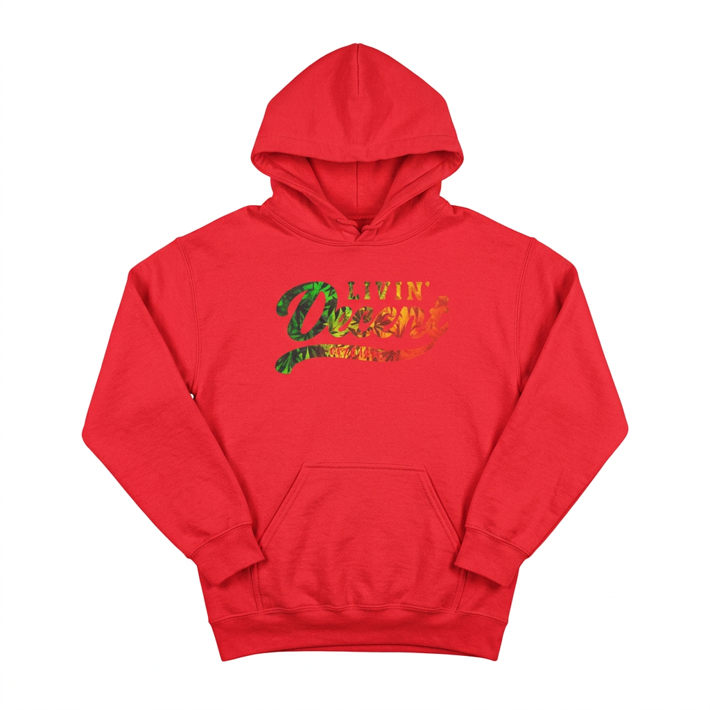 Red Mile High hoodie on white