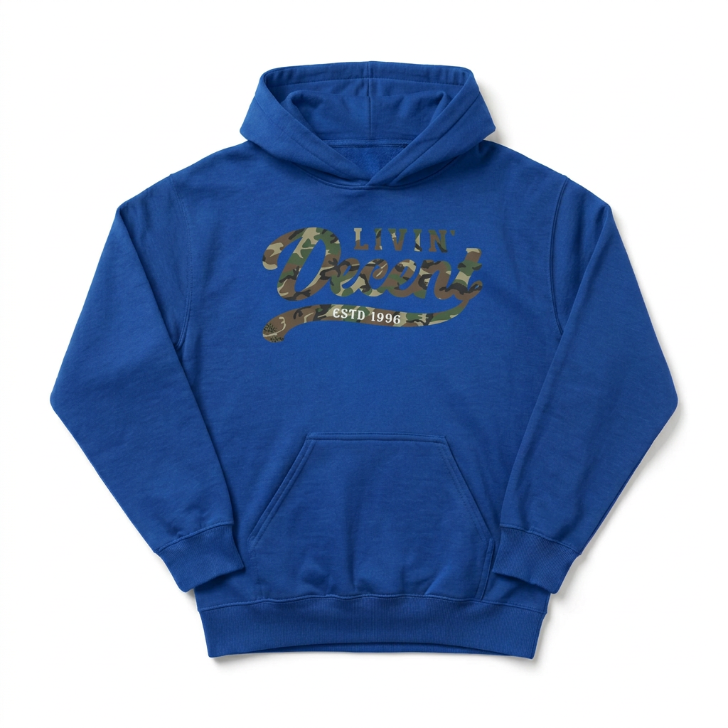 Royal blue camo hoodie mockup