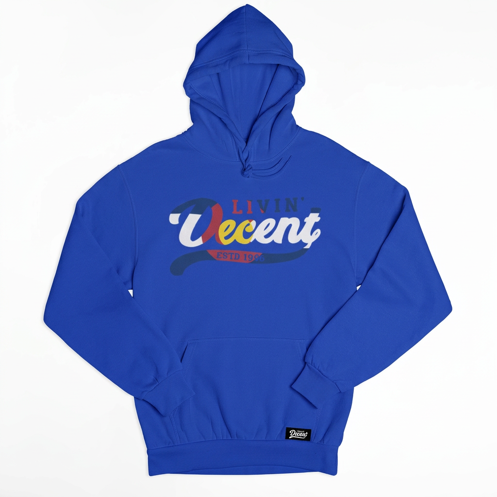 Royal blue Colorado hoodie flat mockup