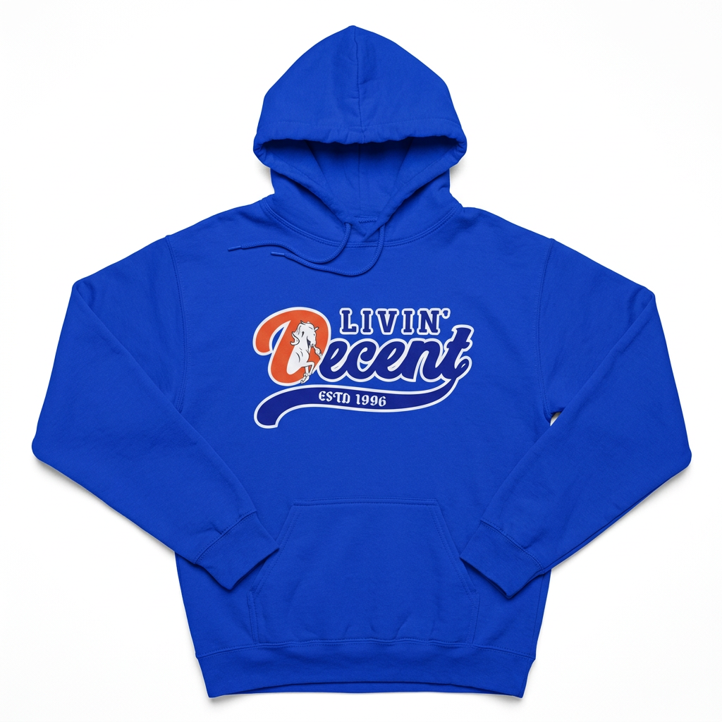 Royal blue D Denver hoodie flat lay