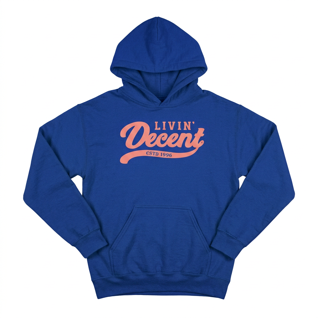 Royal blue hoodie with pink print