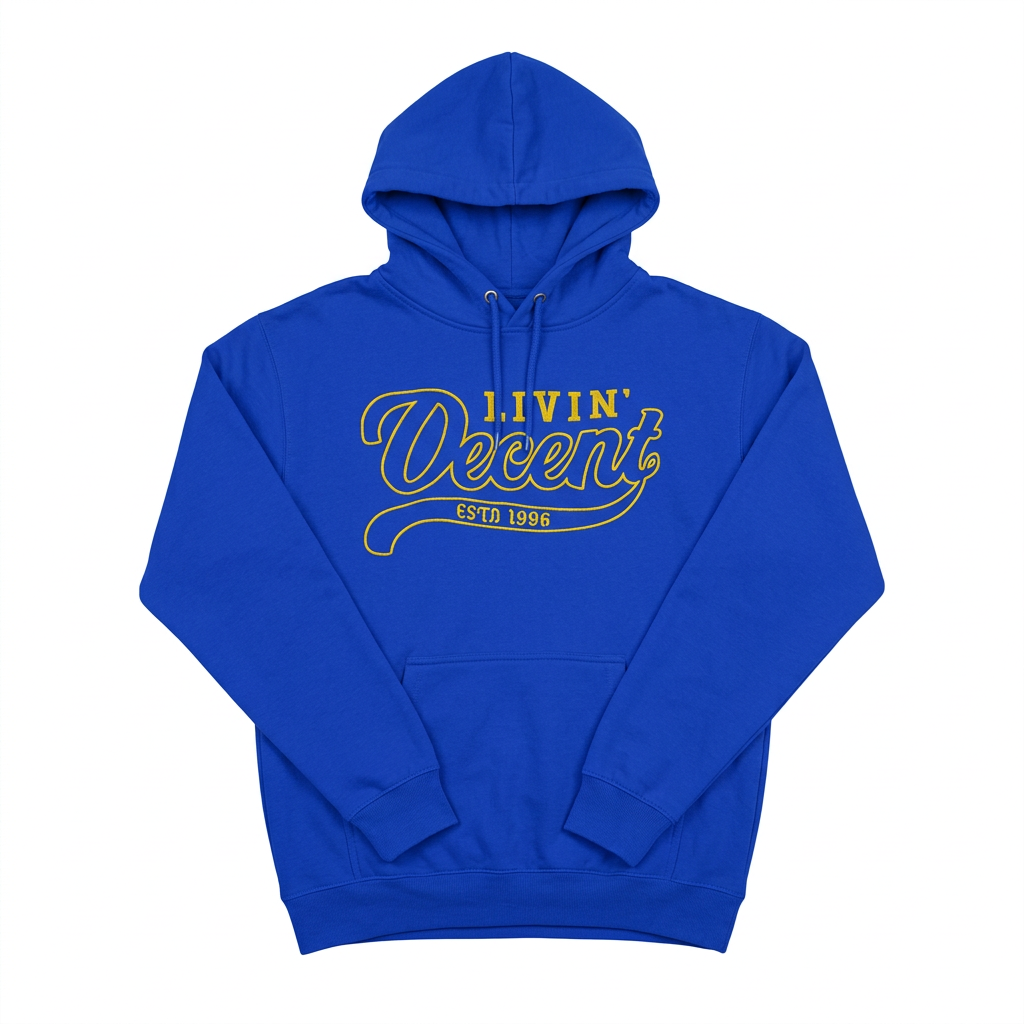 Royal blue hoodie with yellow embroidery