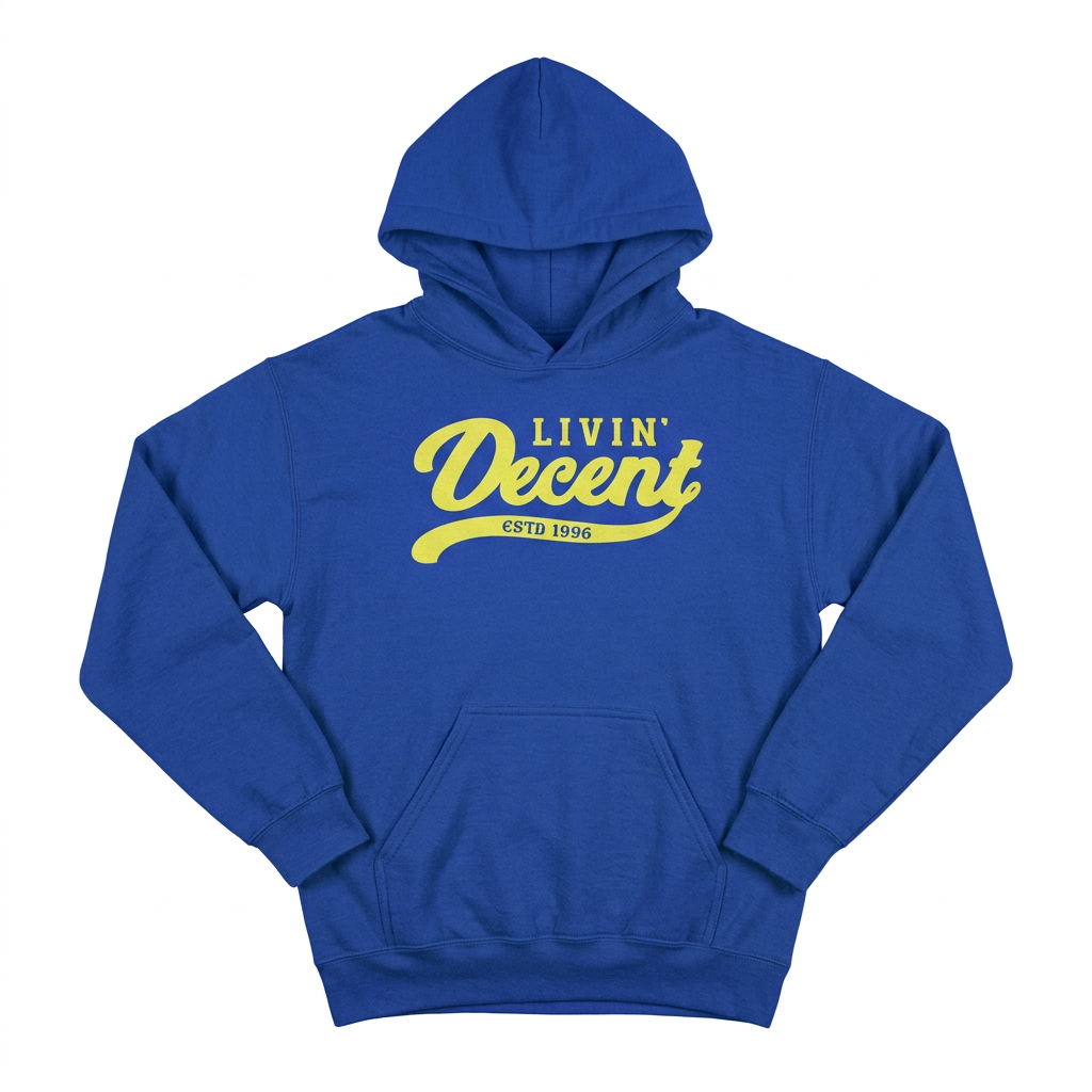 Royal blue hoodie with yellow print