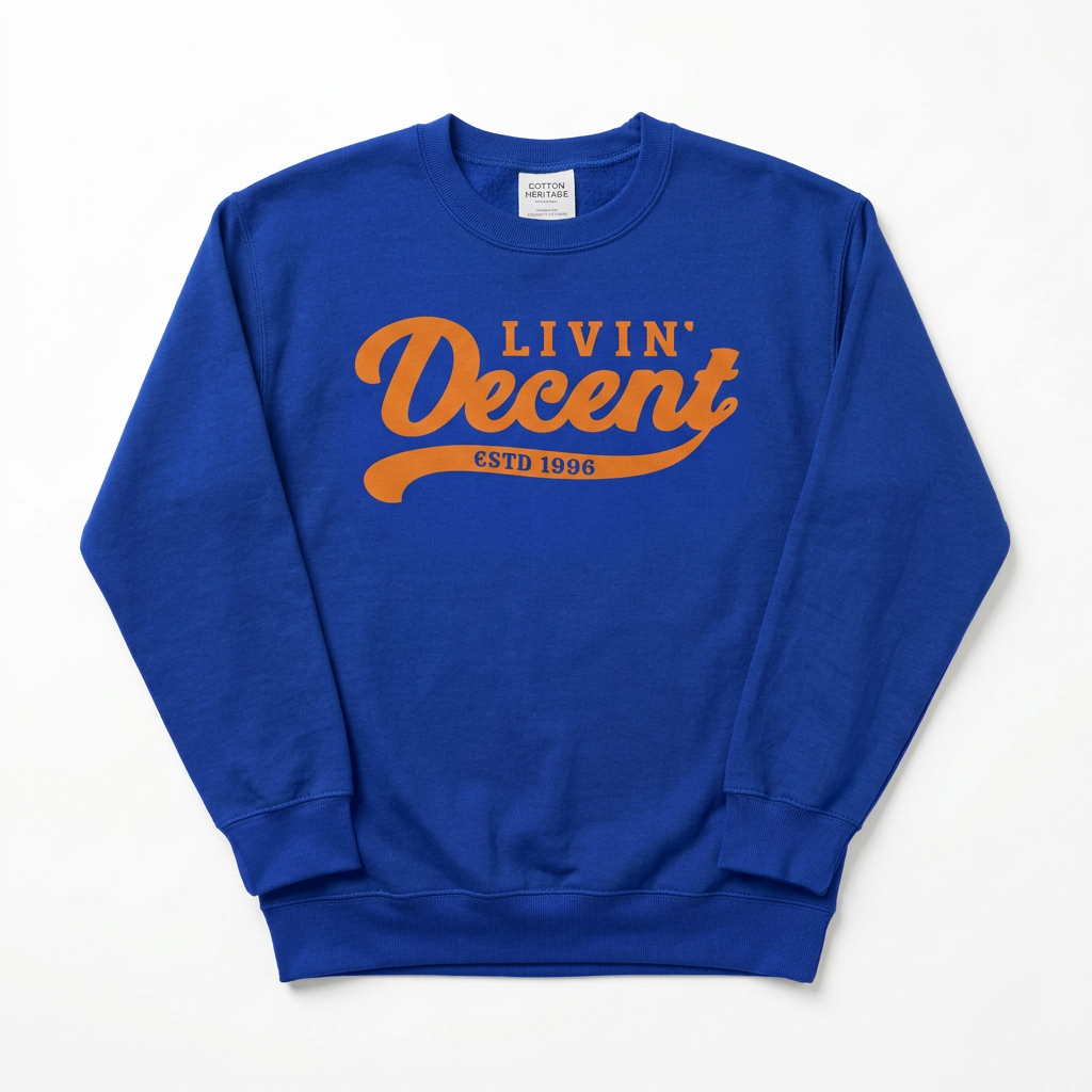 Royal crewneck with orange logo