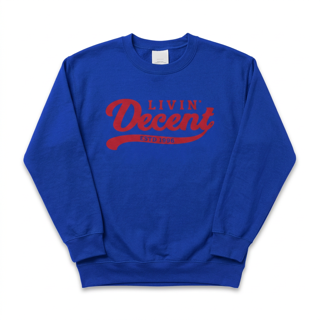 Royal crewneck with red logo