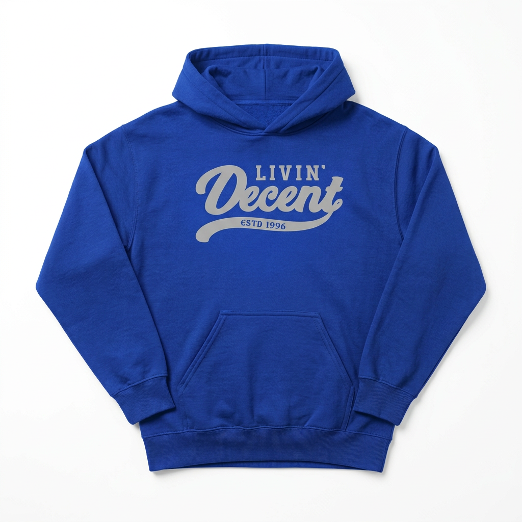 Royal hoodie with grey print on white