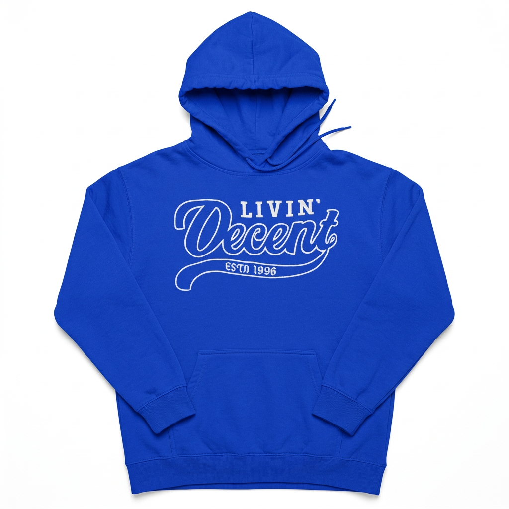 Royal hoodie with white embroidery