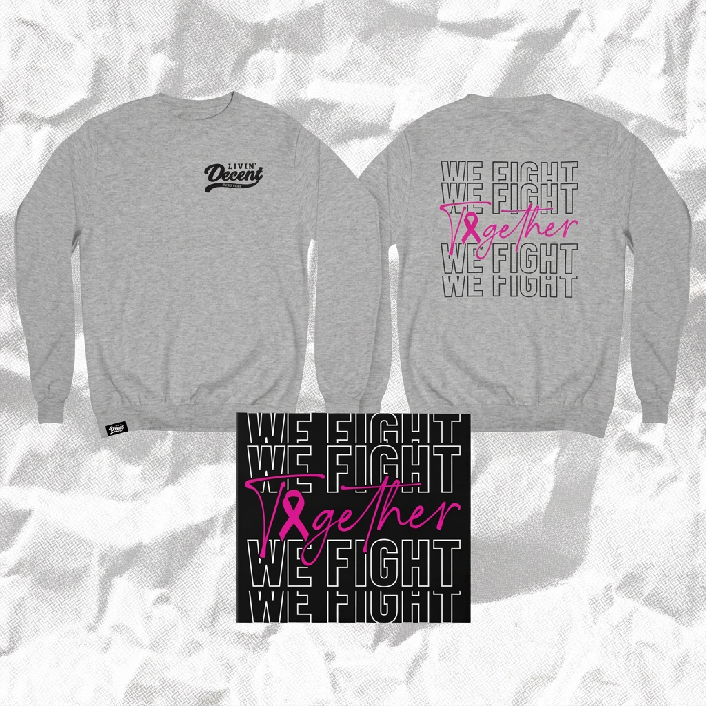 Sport grey We Fight Livin Decent crewneck mockup