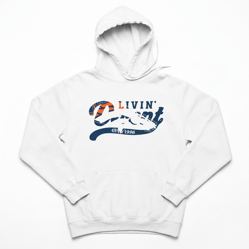 White A Denver hoodie flat lay