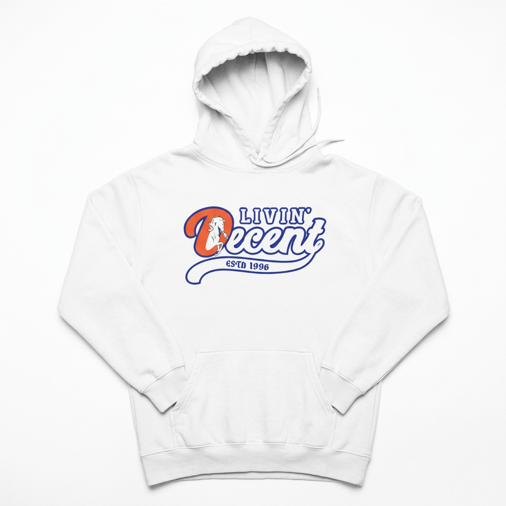 White D Denver hoodie flat lay