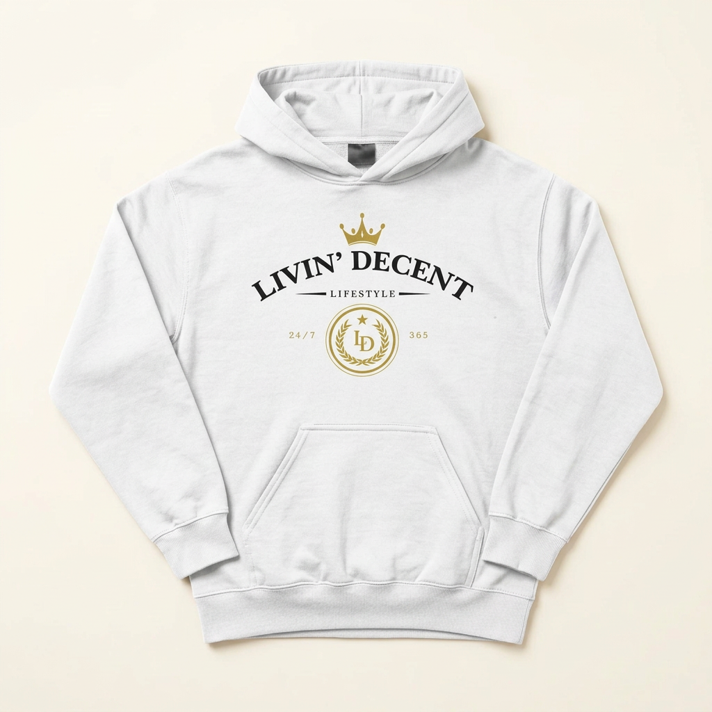 White Lifestyle hoodie with black print