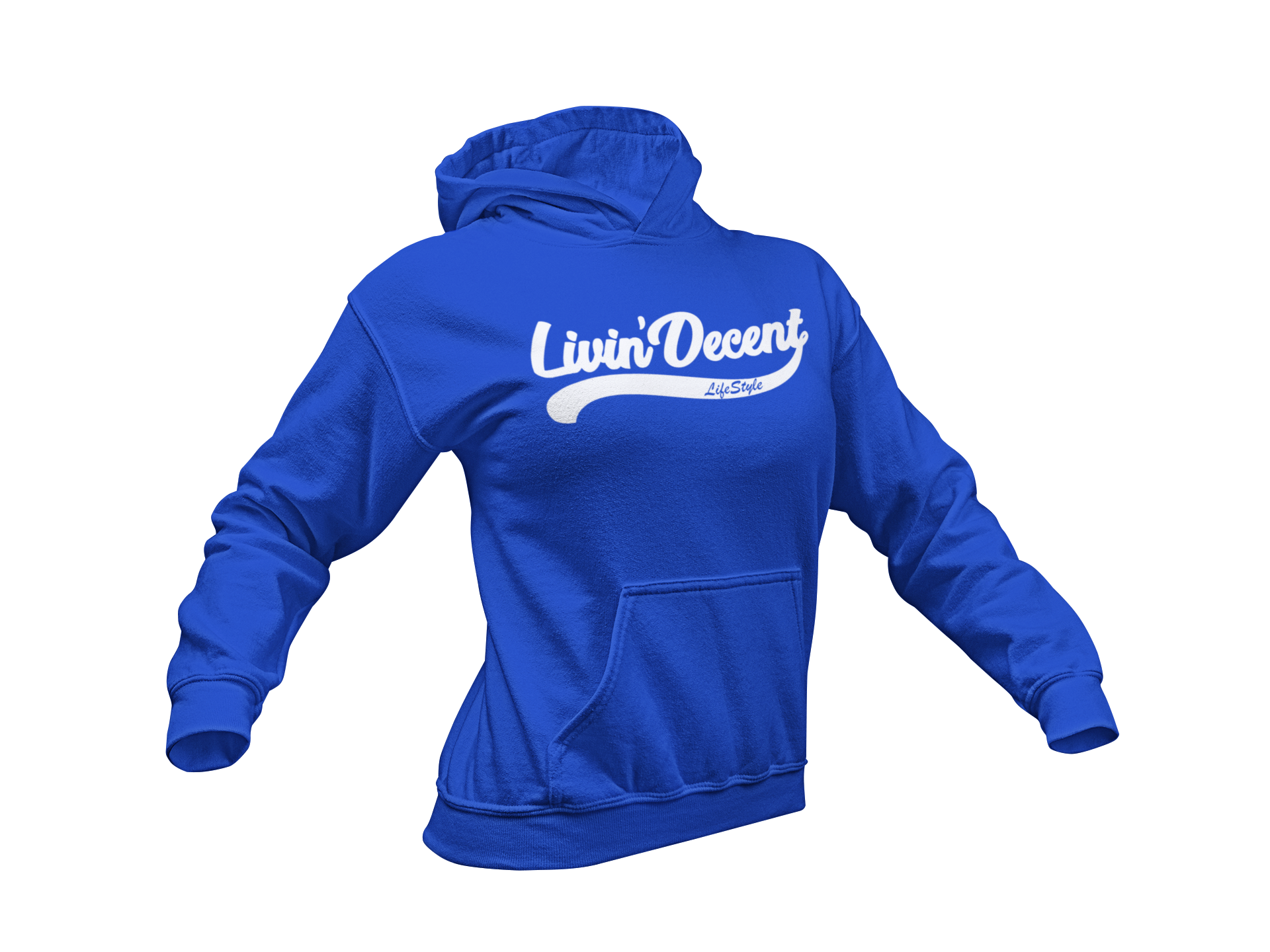 Livin' Decent Apparel Embroidered Inside Out Hoodie XL / Royal/White